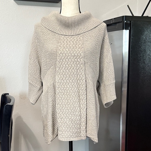 Women’s Calvin Klein Size XL 100% Cotton Cowl Neck Short Sleeve Brown Sweater - Picture 1 of 6